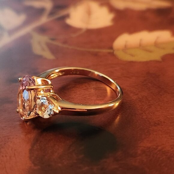 JTV Kunzite Crystal Quartz 18K Rose Gold Over Silver Ring - Picture 8 of 10